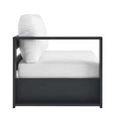 Tahoe Gray/White Outdoor Patio Powder-Coated Aluminum Modular Left-Facing Loveseat - Ornate Home