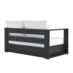 Tahoe Gray/White Outdoor Patio Powder-Coated Aluminum Modular Left-Facing Loveseat - Ornate Home