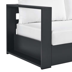 Tahoe Gray/White Outdoor Patio Powder-Coated Aluminum Modular Left-Facing Loveseat - Ornate Home