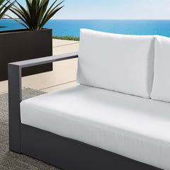 Tahoe Gray/White Outdoor Patio Powder-Coated Aluminum Modular Left-Facing Loveseat - Ornate Home