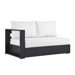 Tahoe Gray/White Outdoor Patio Powder-Coated Aluminum Modular Left-Facing Loveseat - Ornate Home