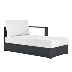 Tahoe Gray/White Outdoor Patio Powder-Coated Aluminum Modular Right-Facing Chaise Lounge - Ornate Home