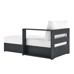 Tahoe Gray/White Outdoor Patio Powder-Coated Aluminum Modular Right-Facing Chaise Lounge - Ornate Home
