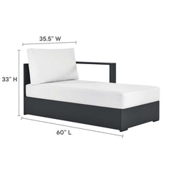 Tahoe Gray/White Outdoor Patio Powder-Coated Aluminum Modular Right-Facing Chaise Lounge - Ornate Home