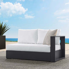 Tahoe Gray/White Outdoor Patio Powder-Coated Aluminum Modular Right-Facing Loveseat - Ornate Home
