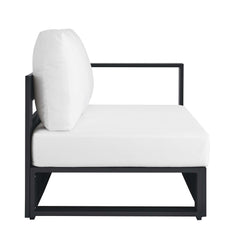 Tahoe Gray/White Outdoor Patio Powder-Coated Aluminum Modular Right-Facing Loveseat - Ornate Home