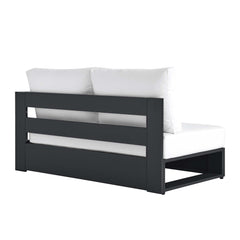 Tahoe Gray/White Outdoor Patio Powder-Coated Aluminum Modular Right-Facing Loveseat - Ornate Home