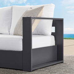 Tahoe Gray/White Outdoor Patio Powder-Coated Aluminum Modular Right-Facing Loveseat - Ornate Home