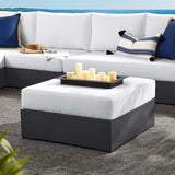 Tahoe Gray/White Outdoor Patio Powder-Coated Aluminum Ottoman - Ornate Home