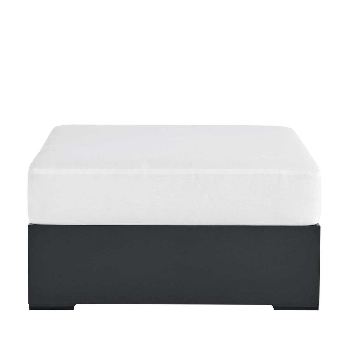 Tahoe Gray/White Outdoor Patio Powder-Coated Aluminum Ottoman - Ornate Home