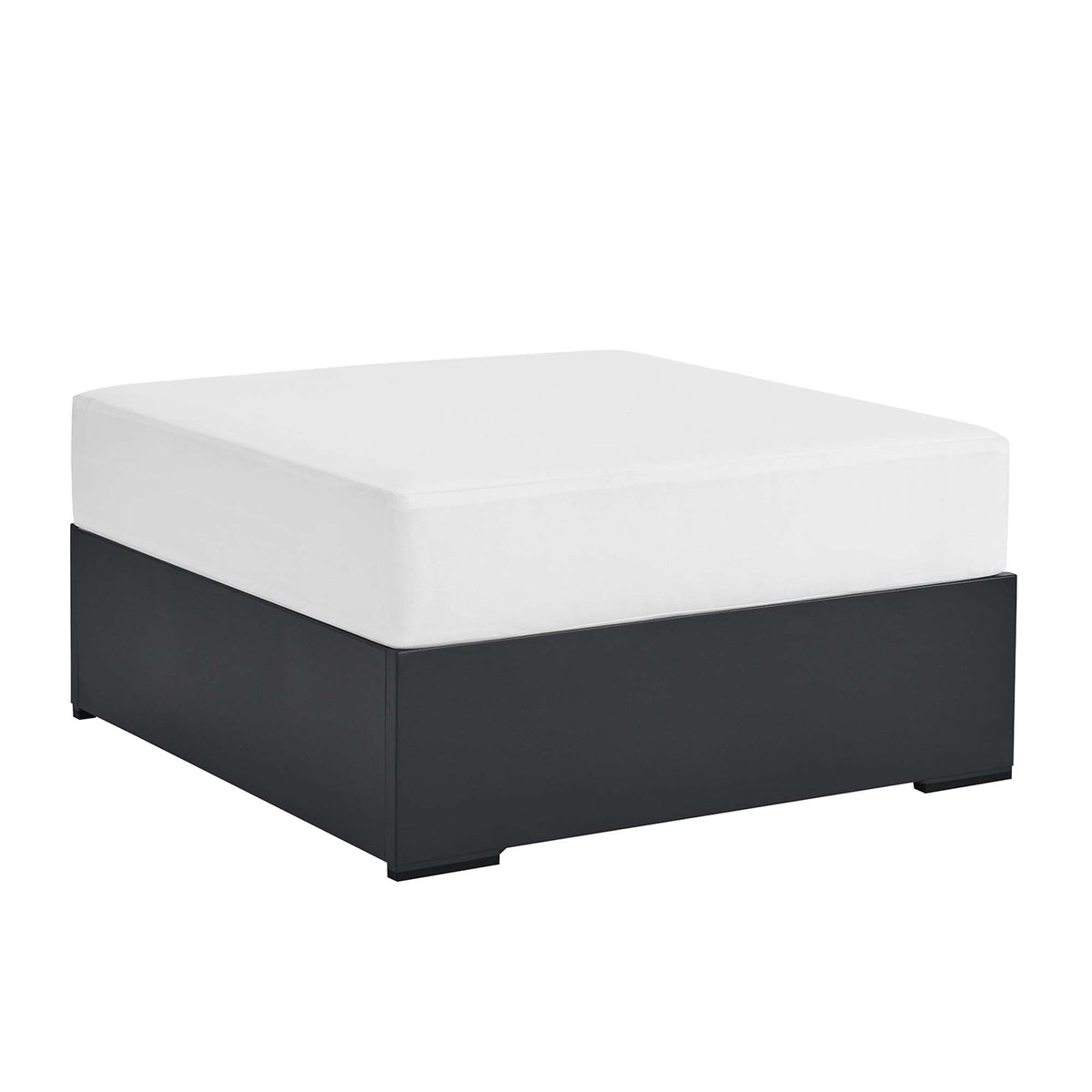 Tahoe Gray/White Outdoor Patio Powder-Coated Aluminum Ottoman - Ornate Home