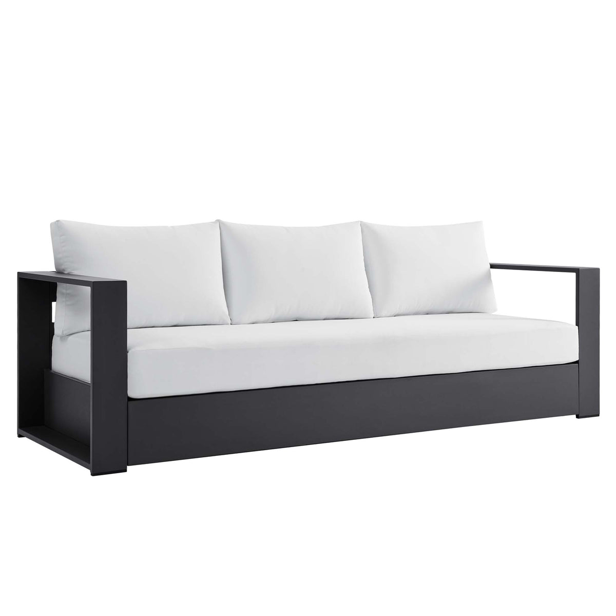 Tahoe Gray/White Outdoor Patio Powder-Coated Aluminum Sofa - Ornate Home