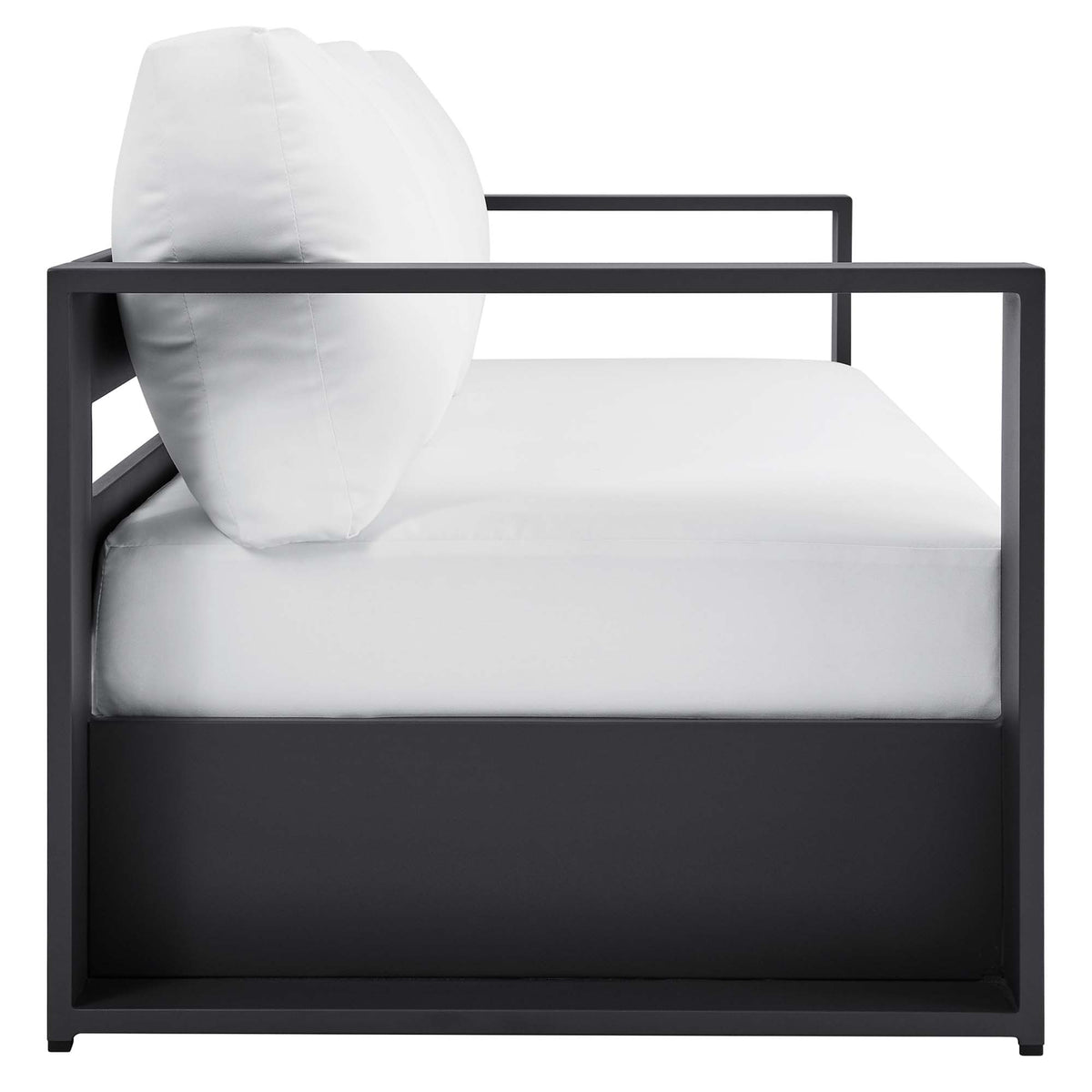 Tahoe Gray/White Outdoor Patio Powder-Coated Aluminum Sofa - Ornate Home