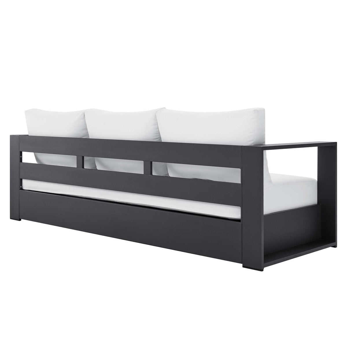 Tahoe Gray/White Outdoor Patio Powder-Coated Aluminum Sofa - Ornate Home
