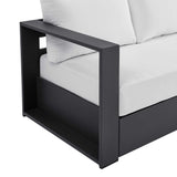 Tahoe Gray/White Outdoor Patio Powder-Coated Aluminum Sofa - Ornate Home