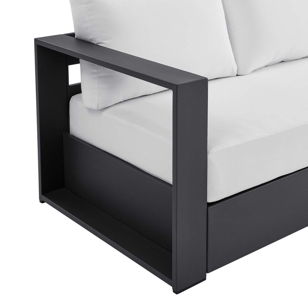 Tahoe Gray/White Outdoor Patio Powder-Coated Aluminum Sofa - Ornate Home
