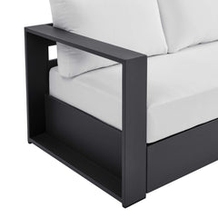 Tahoe Gray/White Outdoor Patio Powder-Coated Aluminum Sofa - Ornate Home