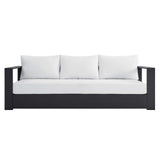 Tahoe Gray/White Outdoor Patio Powder-Coated Aluminum Sofa - Ornate Home
