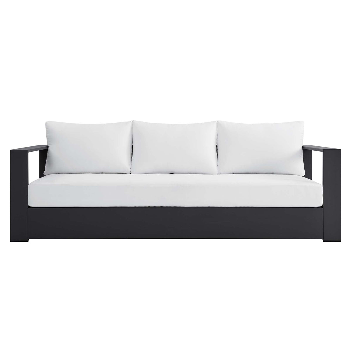 Tahoe Gray/White Outdoor Patio Powder-Coated Aluminum Sofa - Ornate Home