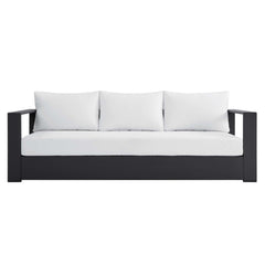 Tahoe Gray/White Outdoor Patio Powder-Coated Aluminum Sofa - Ornate Home