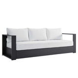 Tahoe Gray/White Outdoor Patio Powder-Coated Aluminum Sofa - Ornate Home