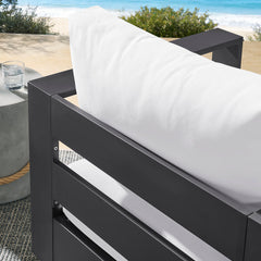 Tahoe Gray/White Outdoor Patio Powder-Coated Aluminum Swivel Armchair - Ornate Home