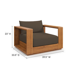 Tahoe Natural/Cocoa 2-Piece Outdoor Patio Acacia Wood Armchair and Ottoman Set - Ornate Home