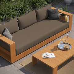 Tahoe Natural/Cocoa 2-Piece Outdoor Patio Acacia Wood Sofa and Coffee Table Set - Ornate Home