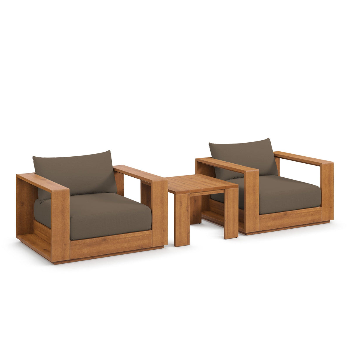 Tahoe Natural/Cocoa 3-Piece Outdoor Patio Acacia Wood Furniture Set - Ornate Home
