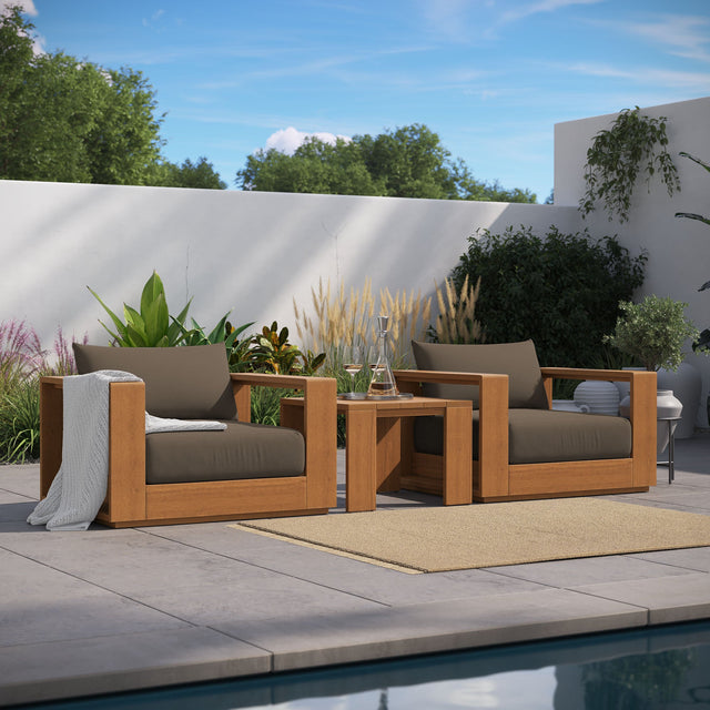 Tahoe Natural/Cocoa 3-Piece Outdoor Patio Acacia Wood Furniture Set - Ornate Home