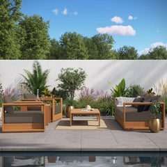Tahoe Natural/Cocoa 5-Piece Outdoor Patio Acacia Wood Furniture Set - Ornate Home