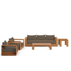 Tahoe Natural/Cocoa 5-Piece Outdoor Patio Acacia Wood Furniture Set - Ornate Home