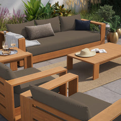 Tahoe Natural/Cocoa 5-Piece Outdoor Patio Acacia Wood Furniture Set - Ornate Home
