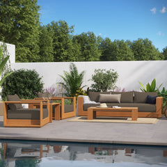 Tahoe Natural/Cocoa 5-Piece Outdoor Patio Acacia Wood Furniture Set - Ornate Home