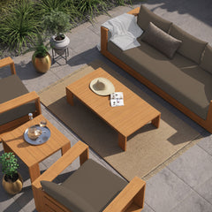 Tahoe Natural/Cocoa 5-Piece Outdoor Patio Acacia Wood Furniture Set - Ornate Home
