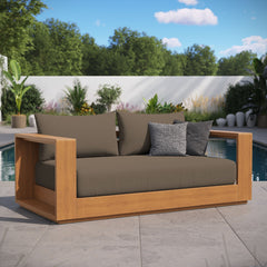 Tahoe Natural/Cocoa Acacia Wood Outdoor Patio Acacia Wood Loveseat - Ornate Home