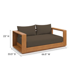 Tahoe Natural/Cocoa Acacia Wood Outdoor Patio Acacia Wood Loveseat - Ornate Home