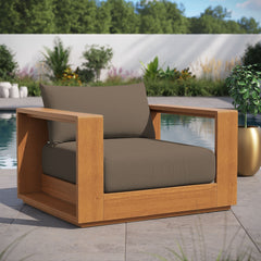 Tahoe Natural/Cocoa Outdoor Patio Acacia Wood Chair - Ornate Home
