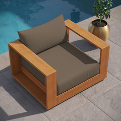 Tahoe Natural/Cocoa Outdoor Patio Acacia Wood Chair - Ornate Home