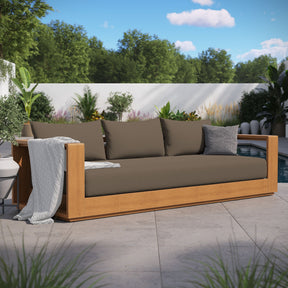 Tahoe Natural/Cocoa Outdoor Patio Acacia Wood Sofa - Ornate Home