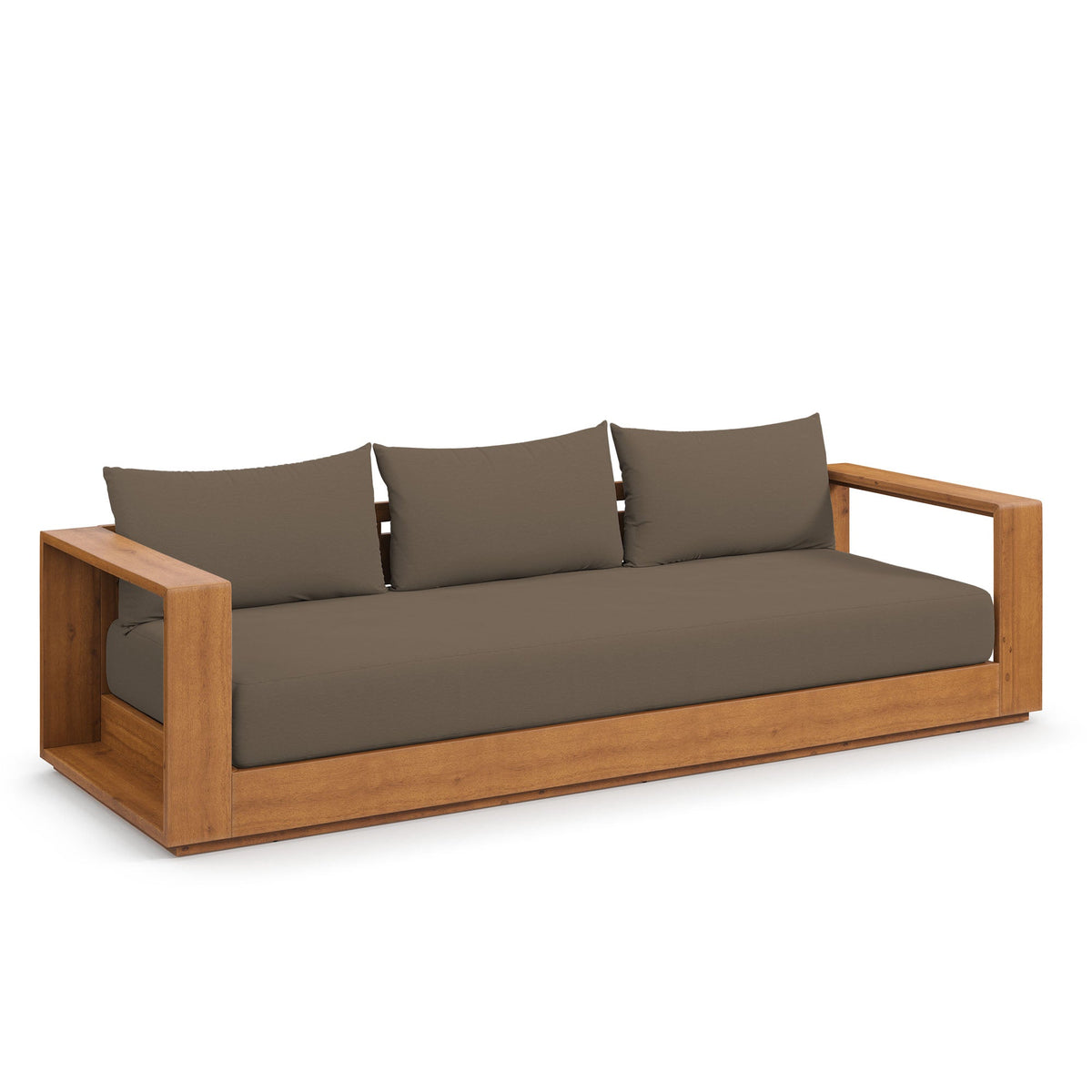 Tahoe Natural/Cocoa Outdoor Patio Acacia Wood Sofa - Ornate Home