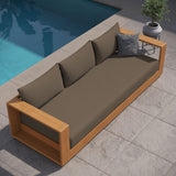 Tahoe Natural/Cocoa Outdoor Patio Acacia Wood Sofa - Ornate Home