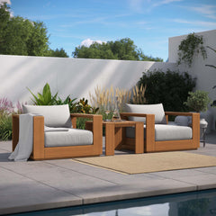 Tahoe Natural/Light Gray 3-Piece Outdoor Patio Acacia Wood Furniture Set - Ornate Home