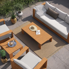 Tahoe Natural/Light Gray 5-Piece Outdoor Patio Acacia Wood Furniture Set - Ornate Home