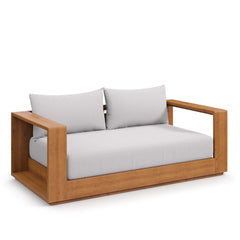 Tahoe Natural/Light Gray Acacia Wood Outdoor Patio Acacia Wood Loveseat - Ornate Home