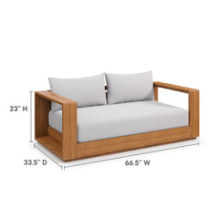 Tahoe Natural/Light Gray Acacia Wood Outdoor Patio Acacia Wood Loveseat - Ornate Home