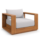Tahoe Natural/Light Gray Outdoor Patio Acacia Wood Chair - Ornate Home