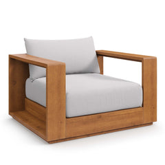 Tahoe Natural/Light Gray Outdoor Patio Acacia Wood Chair - Ornate Home