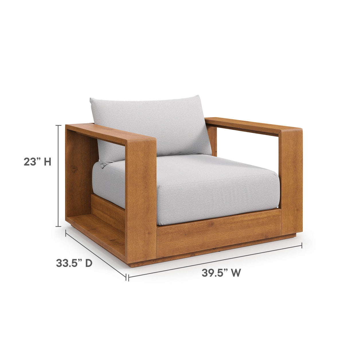 Tahoe Natural/Light Gray Outdoor Patio Acacia Wood Chair - Ornate Home