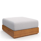 Tahoe Natural/Light Gray Outdoor Patio Acacia Wood Ottoman - Ornate Home